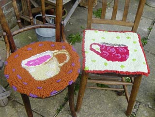 tea cup seat mats - hooked